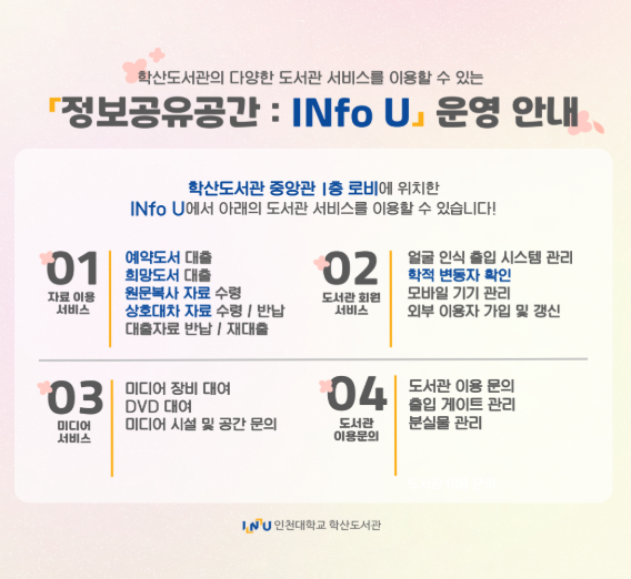 「정보 공유 공간  INfo U」 (이용자 통합 서비스 공간) 운영 안내